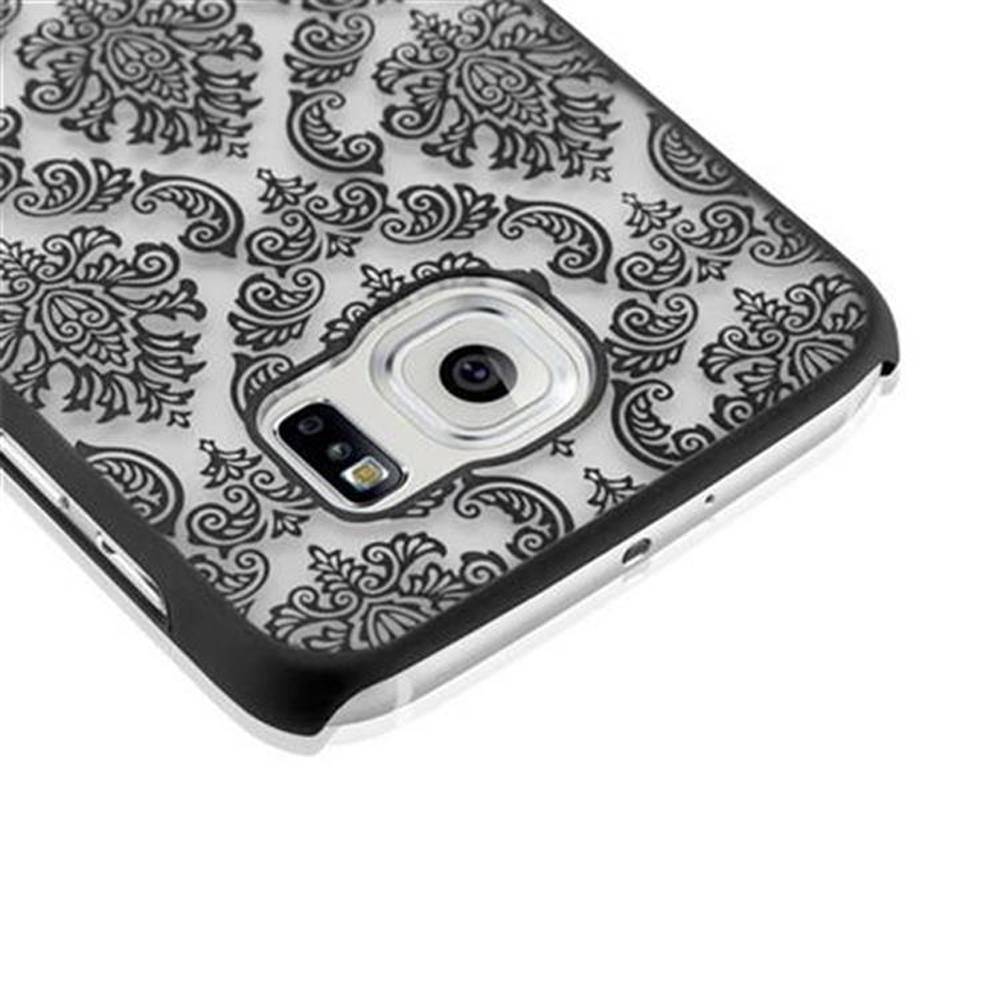 Cadorabo Hülle für Samsung Galaxy S6 Schutz Hülle in Schwarz Hard Case Schutzhülle Blumen Etui Handyhülle