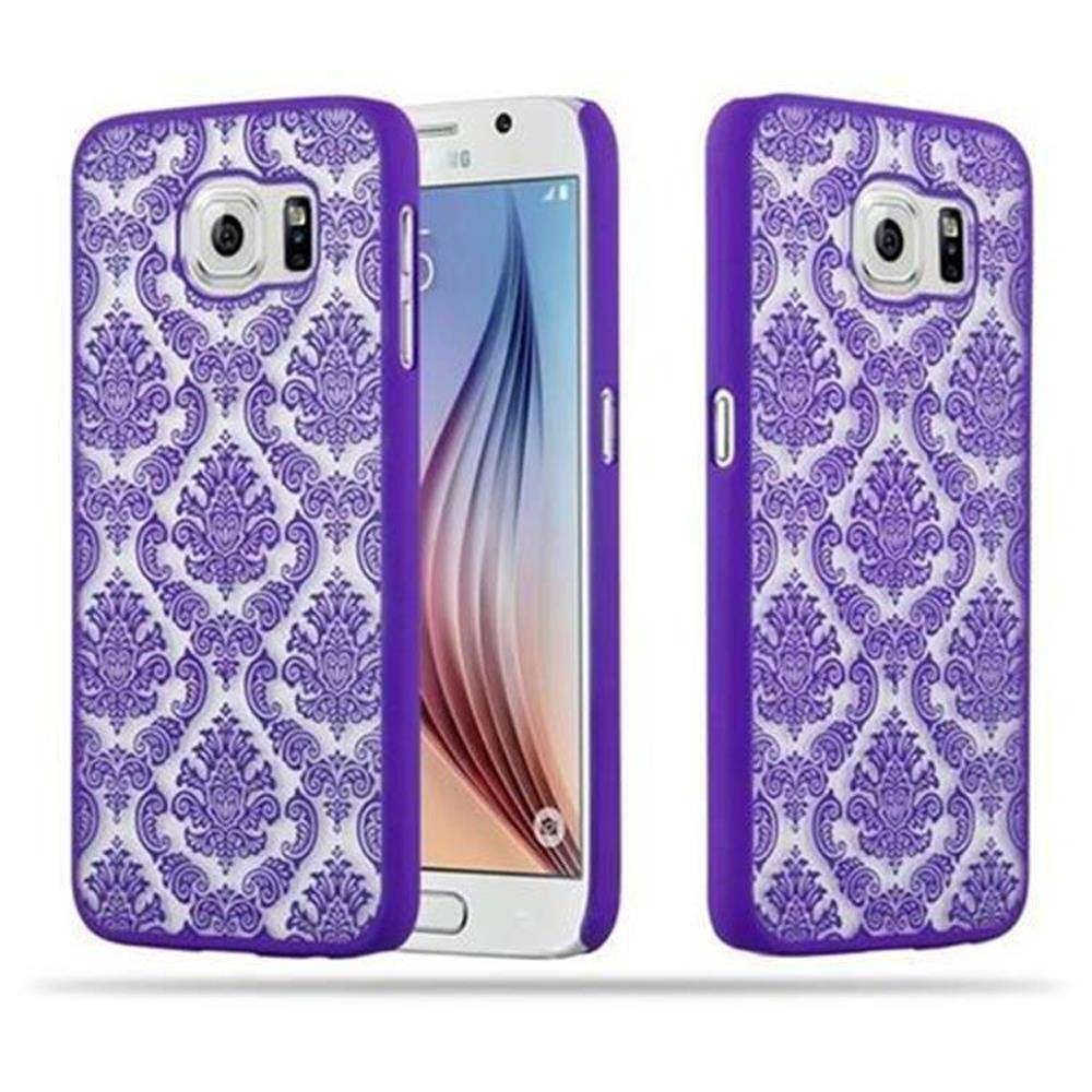 Cadorabo Hülle für Samsung Galaxy S6 Schutz Hülle in Lila Hard Case Schutzhülle Blumen Etui Handyhülle