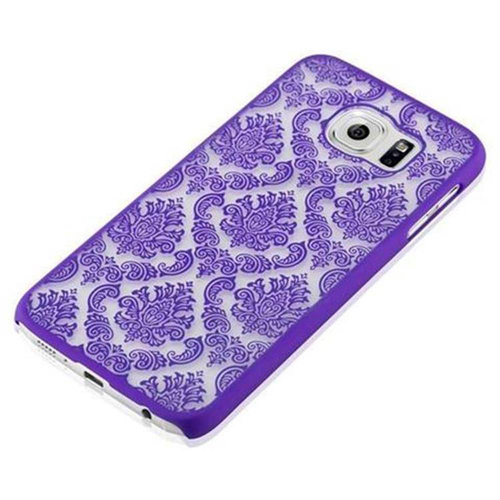 Cadorabo Hülle für Samsung Galaxy S6 Schutz Hülle in Lila Hard Case Schutzhülle Blumen Etui Handyhülle