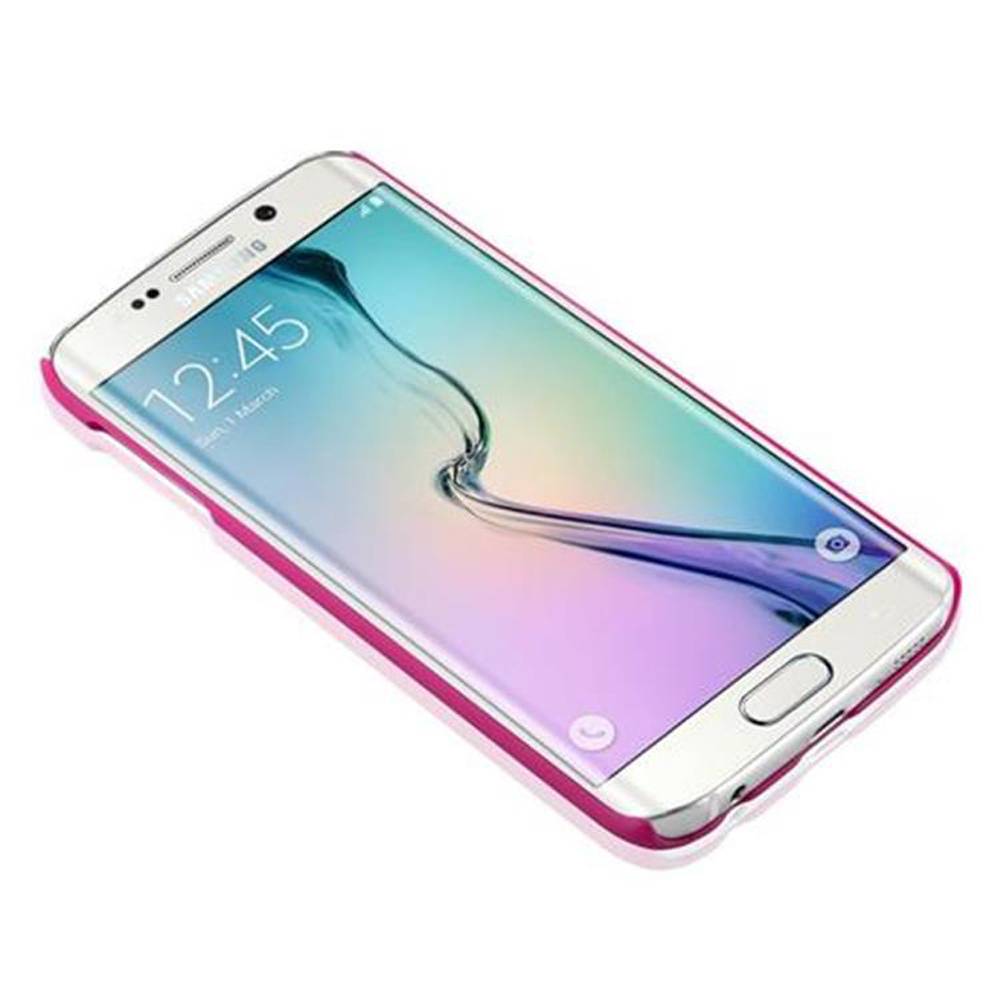 Cadorabo Hülle für Samsung Galaxy S6 EDGE Schutz Hülle in Rosa Hard Case Schutzhülle Blumen Etui Handyhülle