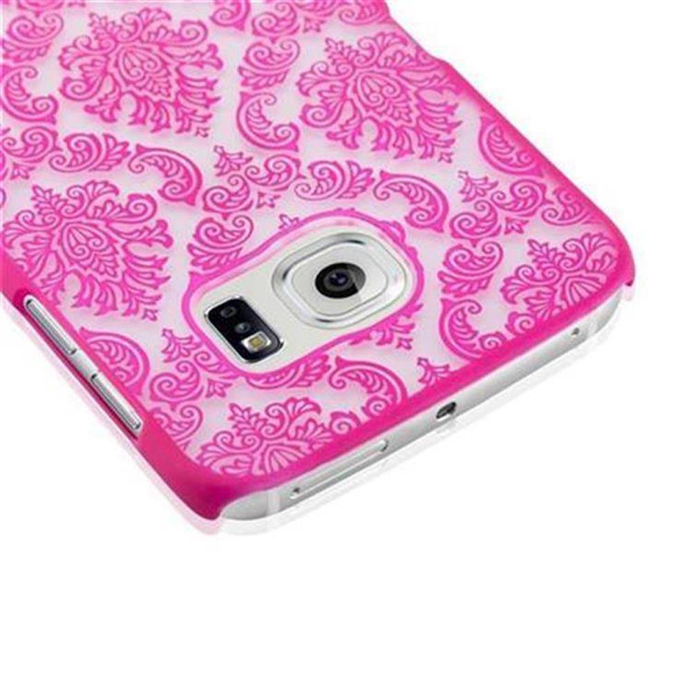 Cadorabo Hülle für Samsung Galaxy S6 EDGE Schutz Hülle in Rosa Hard Case Schutzhülle Blumen Etui Handyhülle