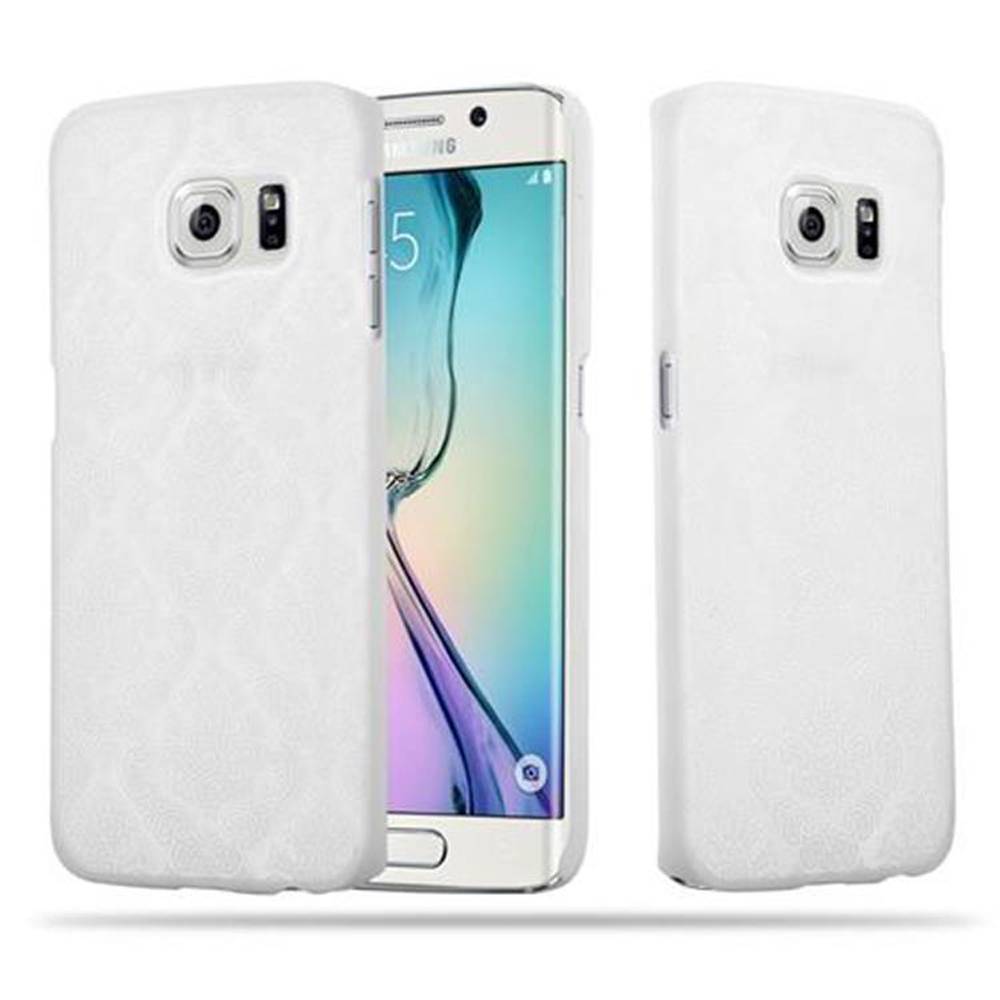 Cadorabo Hülle für Samsung Galaxy S6 EDGE Schutz Hülle in Weiß Hard Case Schutzhülle Blumen Etui Handyhülle