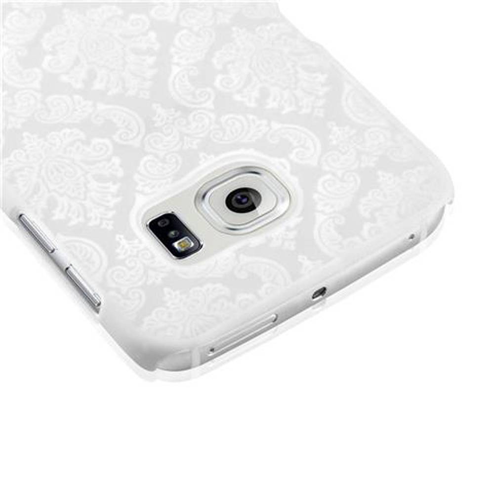 Cadorabo Hülle für Samsung Galaxy S6 EDGE Schutz Hülle in Weiß Hard Case Schutzhülle Blumen Etui Handyhülle