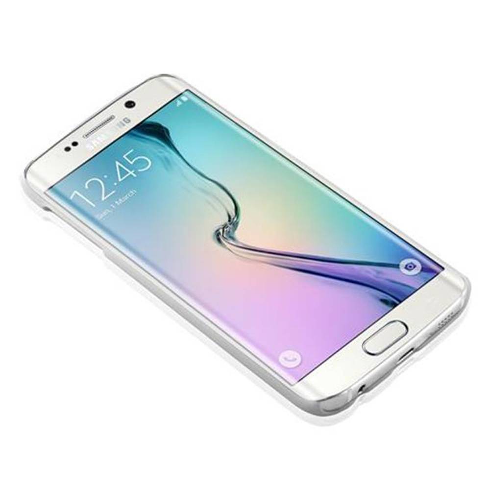 Cadorabo Hülle für Samsung Galaxy S6 EDGE Schutz Hülle in Weiß Hard Case Schutzhülle Blumen Etui Handyhülle