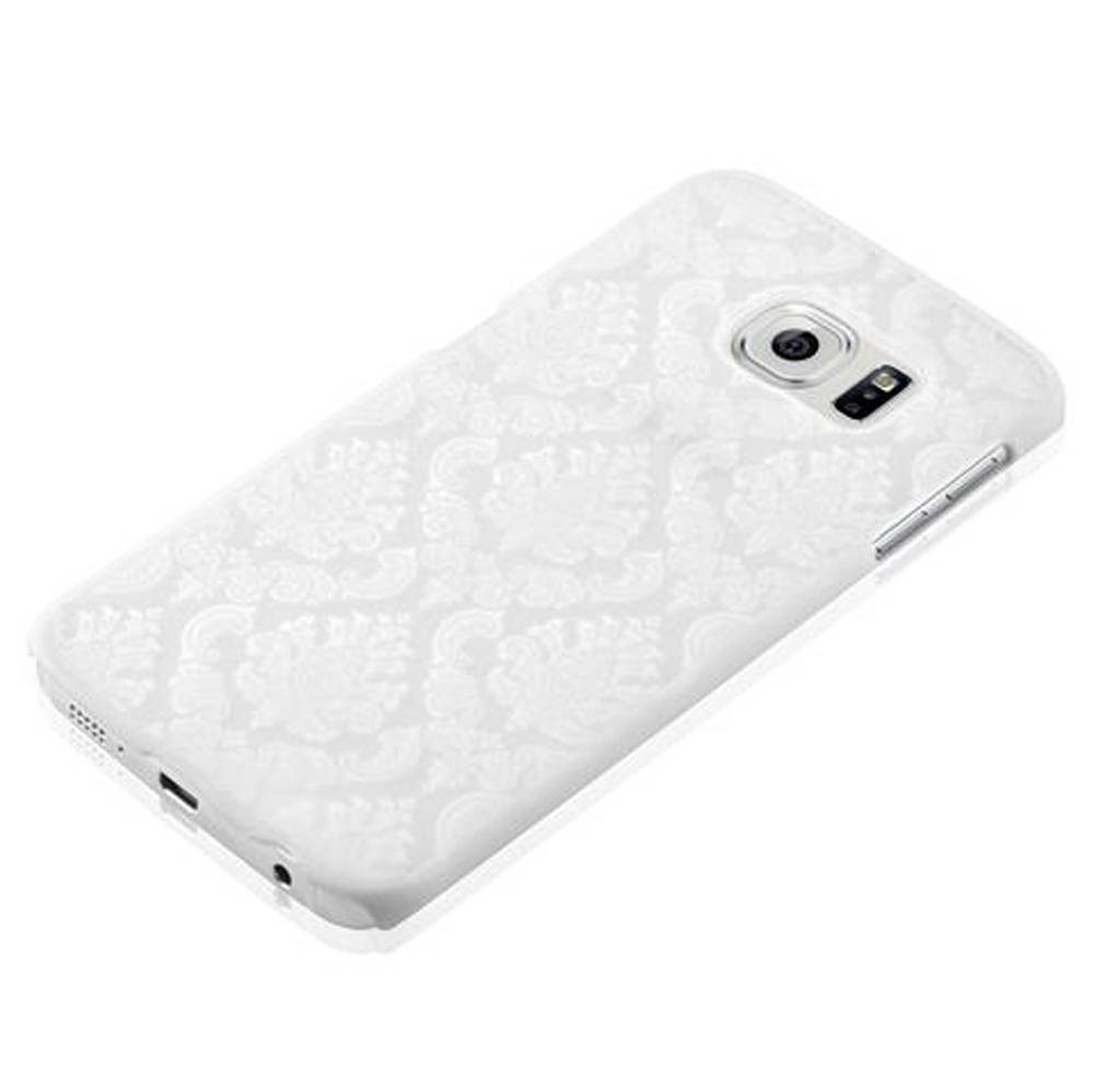 Cadorabo Hülle für Samsung Galaxy S6 EDGE Schutz Hülle in Weiß Hard Case Schutzhülle Blumen Etui Handyhülle