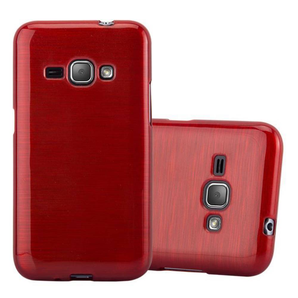 Cadorabo Hülle für Samsung Galaxy J1 2016 Schutz Hülle in Rot Schutzhülle TPU Silikon Etui Case Cover