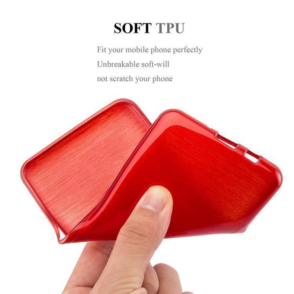 Cadorabo Hülle für Samsung Galaxy J1 2016 Schutz Hülle in Rot Schutzhülle TPU Silikon Etui Case Cover