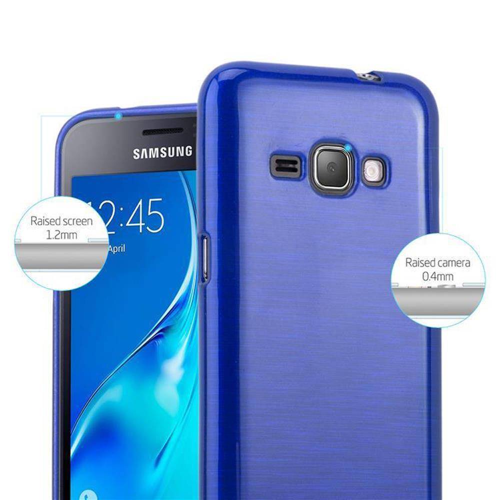 Cadorabo Hülle für Samsung Galaxy J1 2016 Schutz Hülle in Blau Schutzhülle TPU Silikon Etui Case Cover