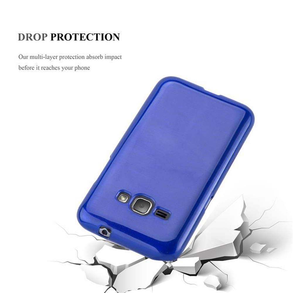 Cadorabo Hülle für Samsung Galaxy J1 2016 Schutz Hülle in Blau Schutzhülle TPU Silikon Etui Case Cover
