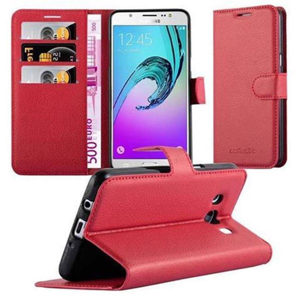 Cadorabo Hülle für Samsung Galaxy J5 2016 Schutz Hülle in Rot Handyhülle Etui Case Cover Magnetverschluss