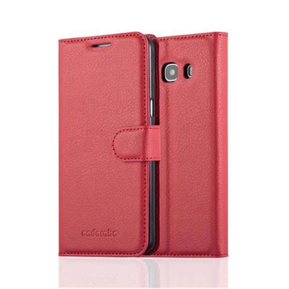 Cadorabo Hülle für Samsung Galaxy J5 2016 Schutz Hülle in Rot Handyhülle Etui Case Cover Magnetverschluss
