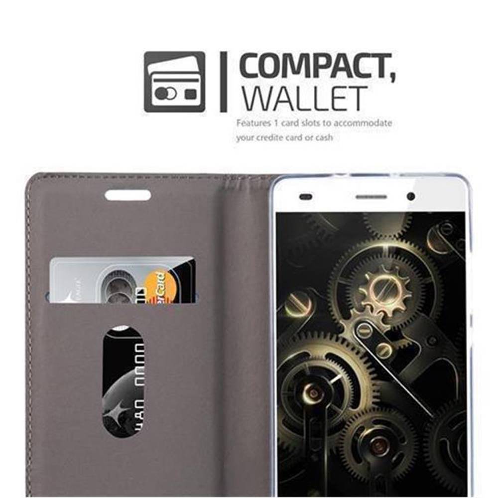 Cadorabo Hülle für Huawei P8 LITE 2015 Schutzhülle in Grau Handy Hülle Etui Book Case Cover