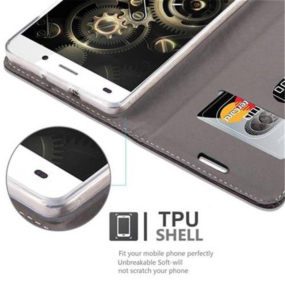 Cadorabo Hülle für Huawei P8 LITE 2015 Schutzhülle in Grau Handy Hülle Etui Book Case Cover