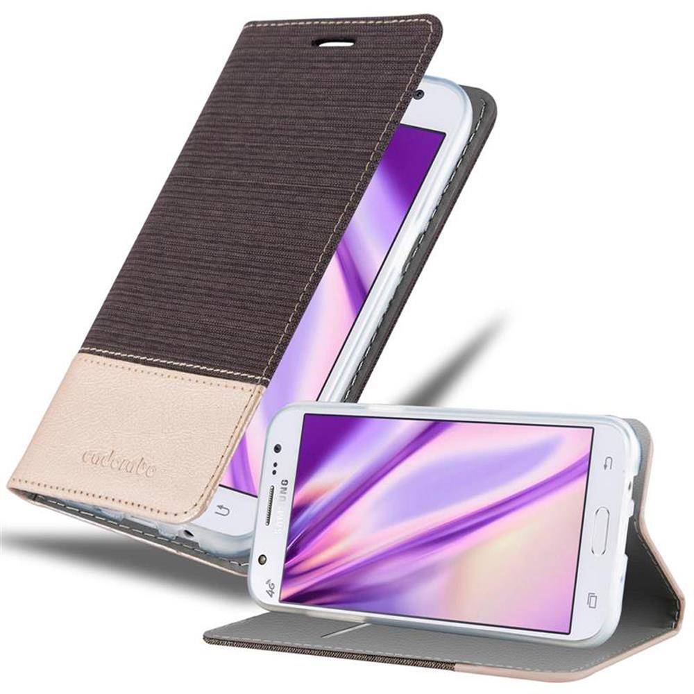 Cadorabo Hülle für Samsung Galaxy J5 2015 Schutzhülle in Grau Handy Hülle Etui Book Case Cover