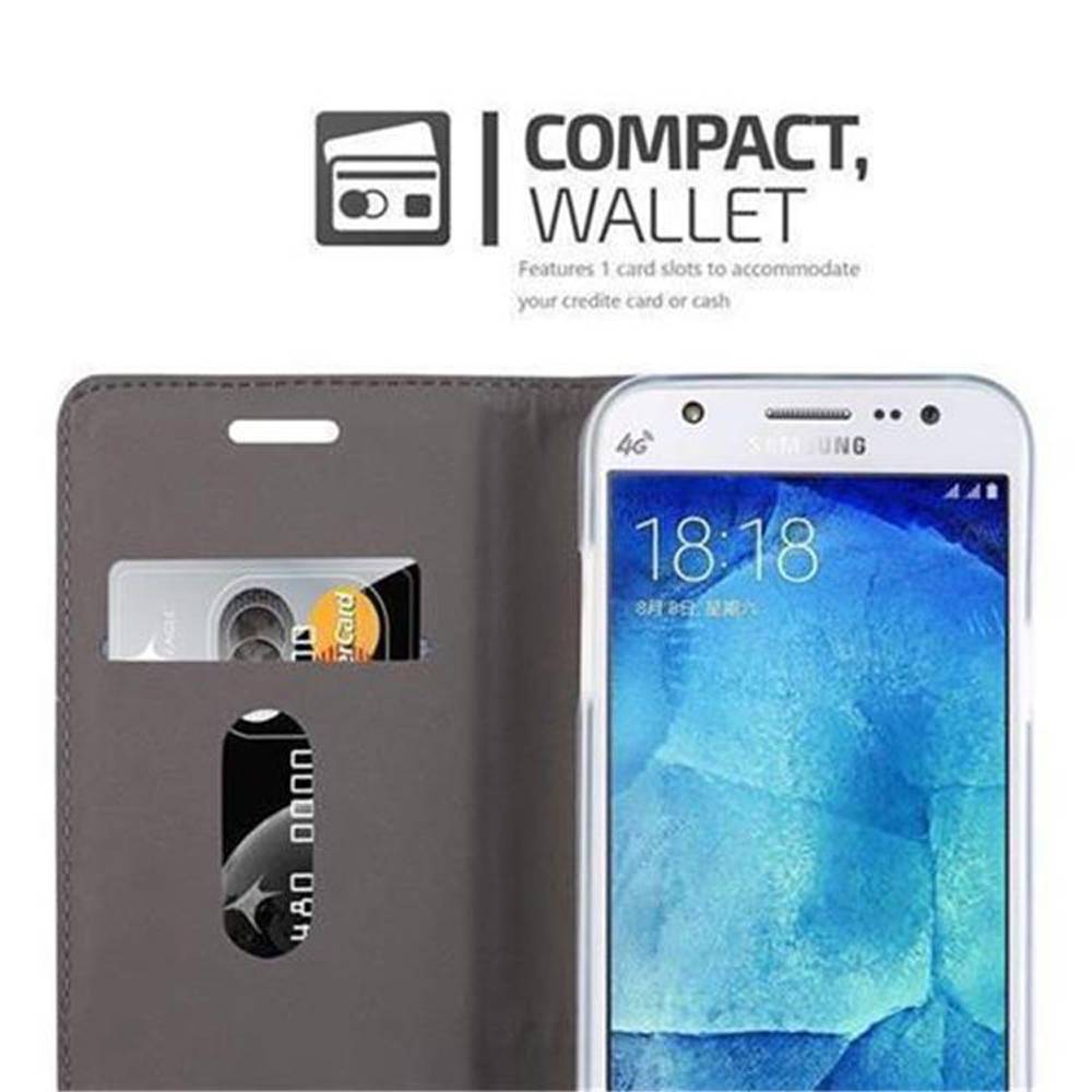 Cadorabo Hülle für Samsung Galaxy J5 2015 Schutzhülle in Grau Handy Hülle Etui Book Case Cover