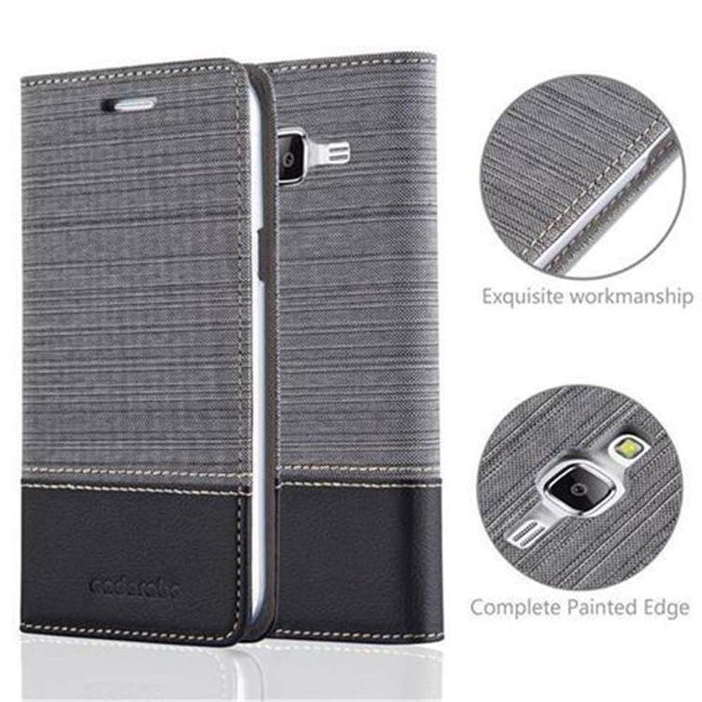 Cadorabo Hülle für Samsung Galaxy J5 2015 Schutzhülle in Grau Handy Hülle Etui Book Case Cover