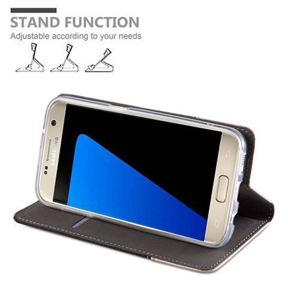 Cadorabo Hülle für Samsung Galaxy S7 Schutzhülle in Grau Handy Hülle Etui Book Case Cover