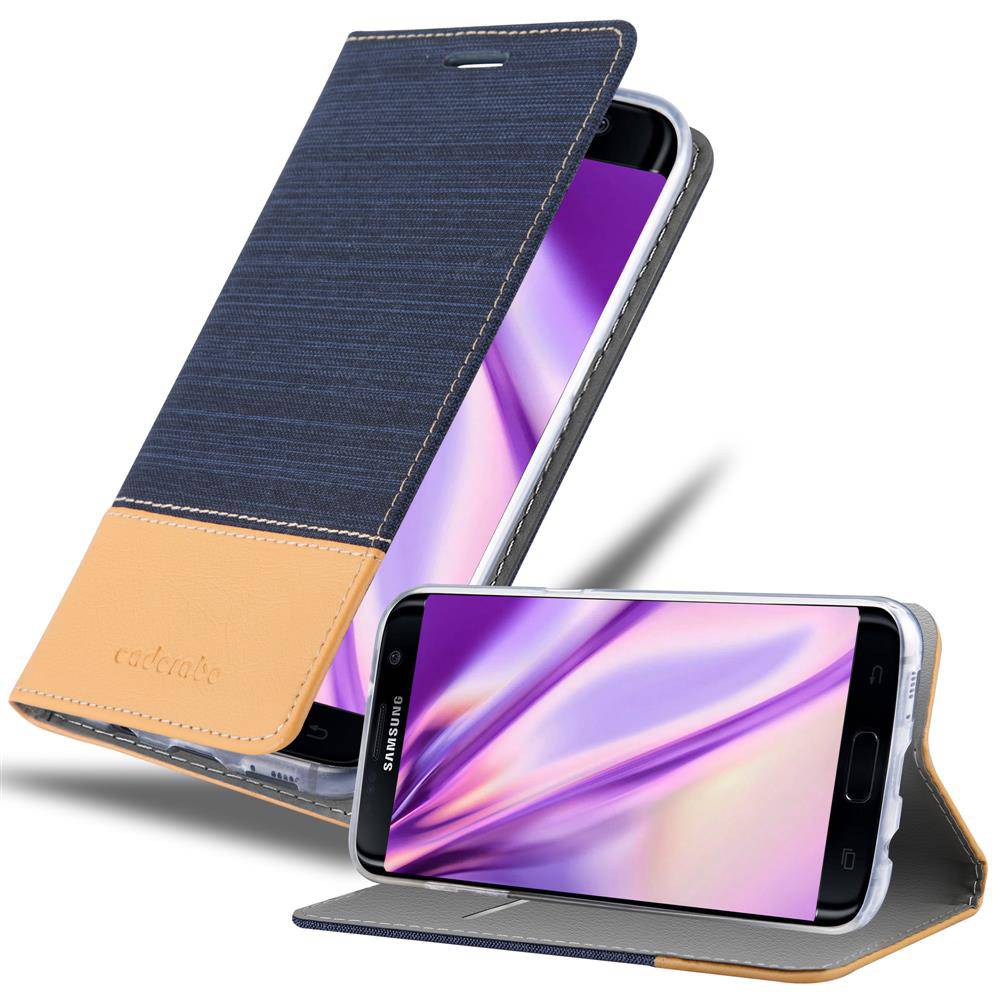 Cadorabo Hülle für Samsung Galaxy S7 EDGE Schutzhülle in Blau Handy Hülle Etui Book Case Cover