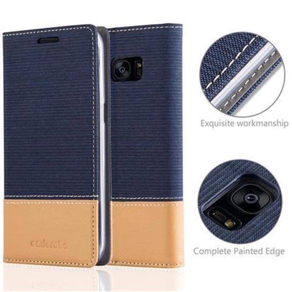Cadorabo Hülle für Samsung Galaxy S7 EDGE Schutzhülle in Blau Handy Hülle Etui Book Case Cover