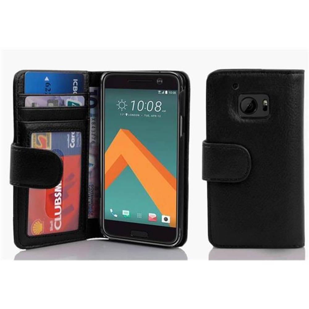 Cadorabo Hülle für HTC ONE M10 in Schwarz Backcover Handy Schutz Hülle Book Case Booklet Kartenfächer