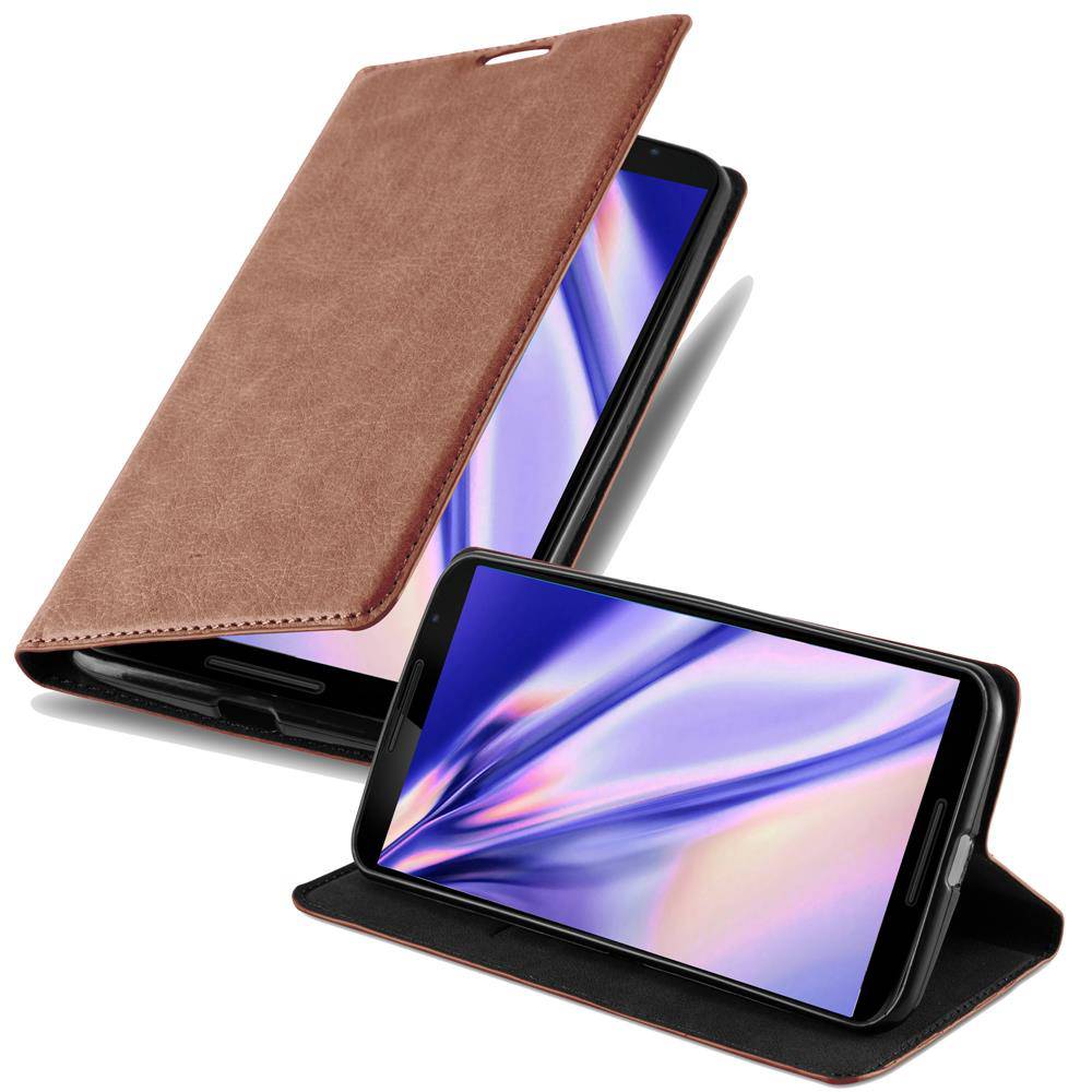Cadorabo Hülle für Motorola Google NEXUS 6 Schutz Hülle in Braun Handyhülle Etui Case Cover Magnetverschluss
