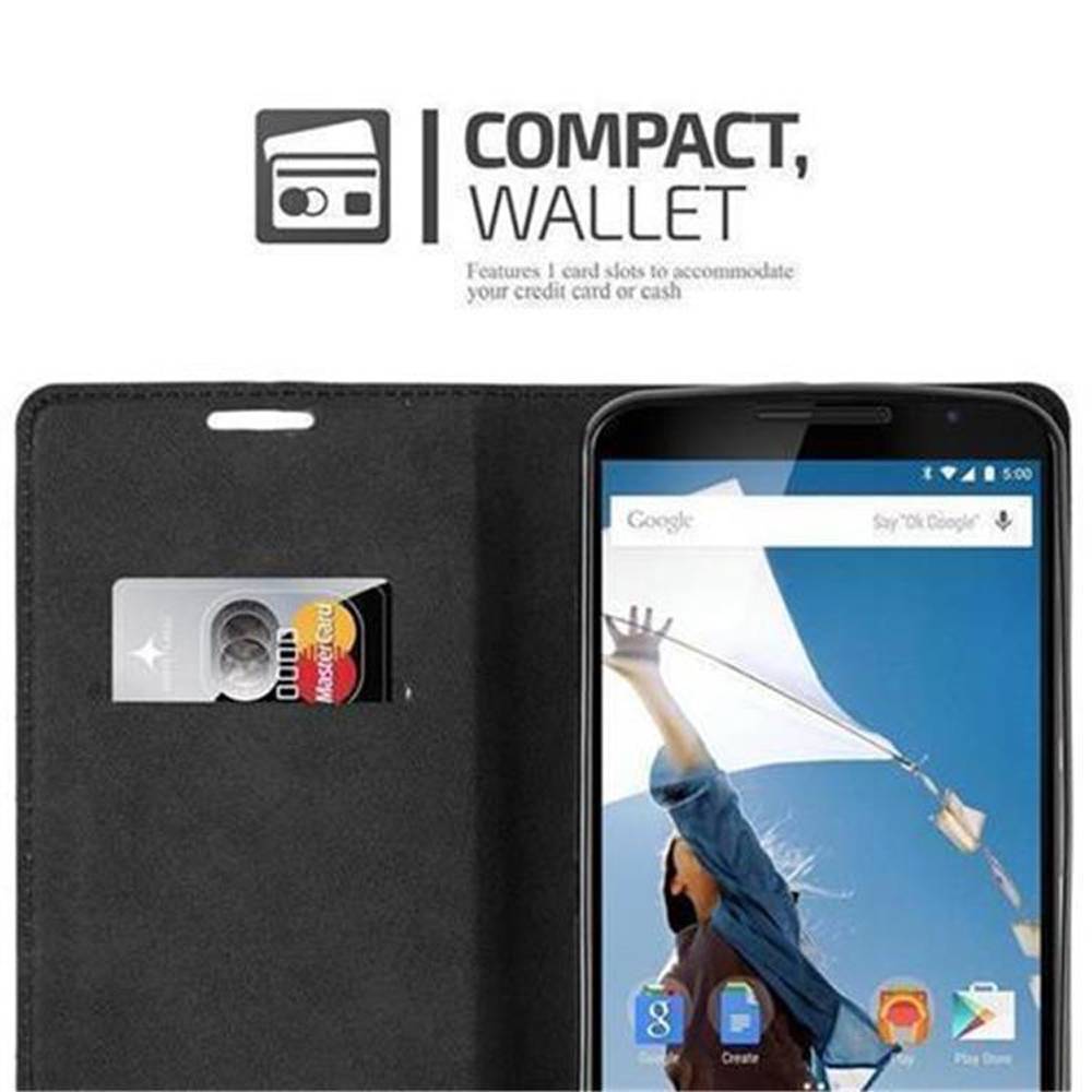Cadorabo Hülle für Motorola Google NEXUS 6 Schutz Hülle in Braun Handyhülle Etui Case Cover Magnetverschluss