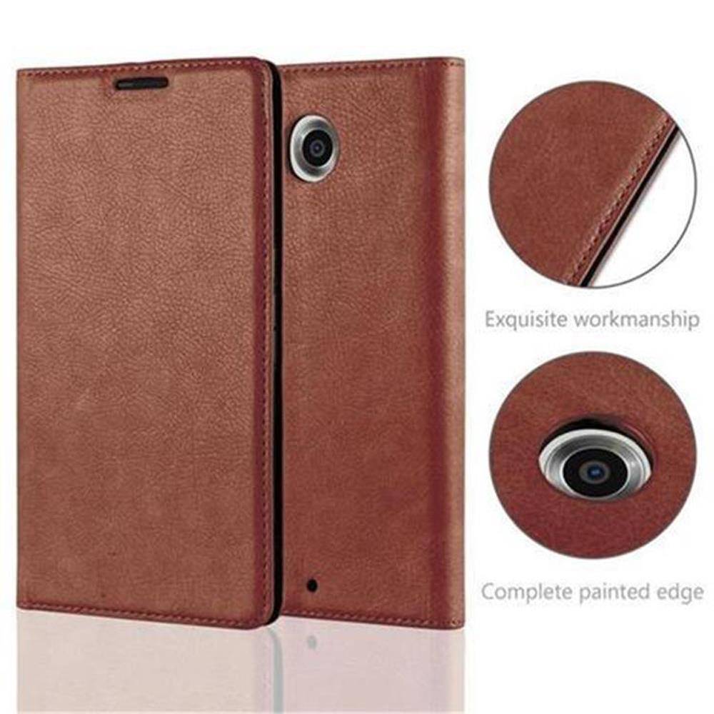 Cadorabo Hülle für Motorola Google NEXUS 6 Schutz Hülle in Braun Handyhülle Etui Case Cover Magnetverschluss