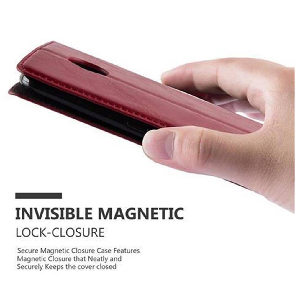 Cadorabo Hülle für Motorola Google NEXUS 6 Schutz Hülle in Rot Handyhülle Etui Case Cover Magnetverschluss