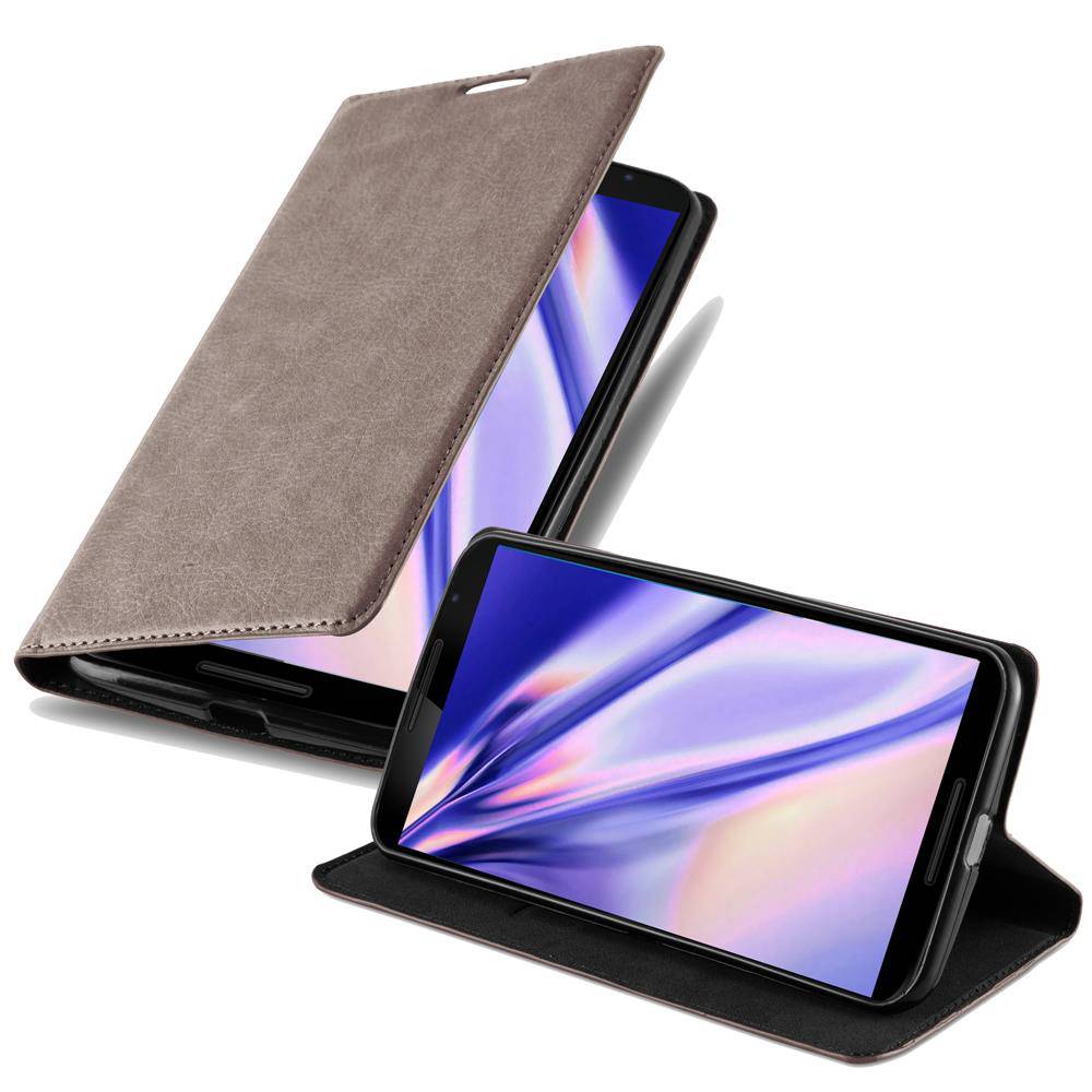 Cadorabo Hülle für Motorola Google NEXUS 6 Schutz Hülle in Braun Handyhülle Etui Case Cover Magnetverschluss