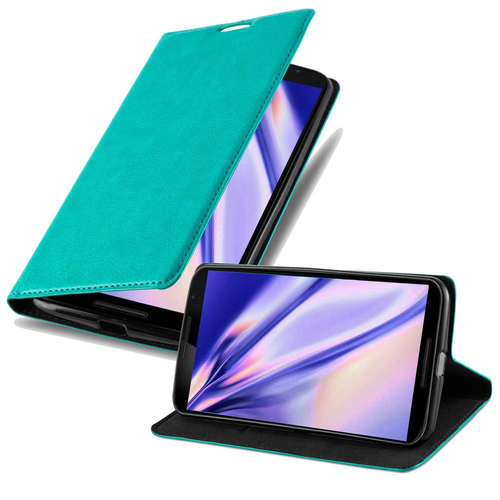 Cadorabo Hülle für Motorola Google NEXUS 6 Schutz Hülle in Türkis Handyhülle Etui Case Cover Magnetverschluss