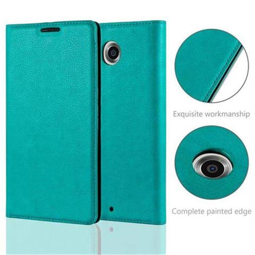 Cadorabo Hülle für Motorola Google NEXUS 6 Schutz Hülle in Türkis Handyhülle Etui Case Cover Magnetverschluss