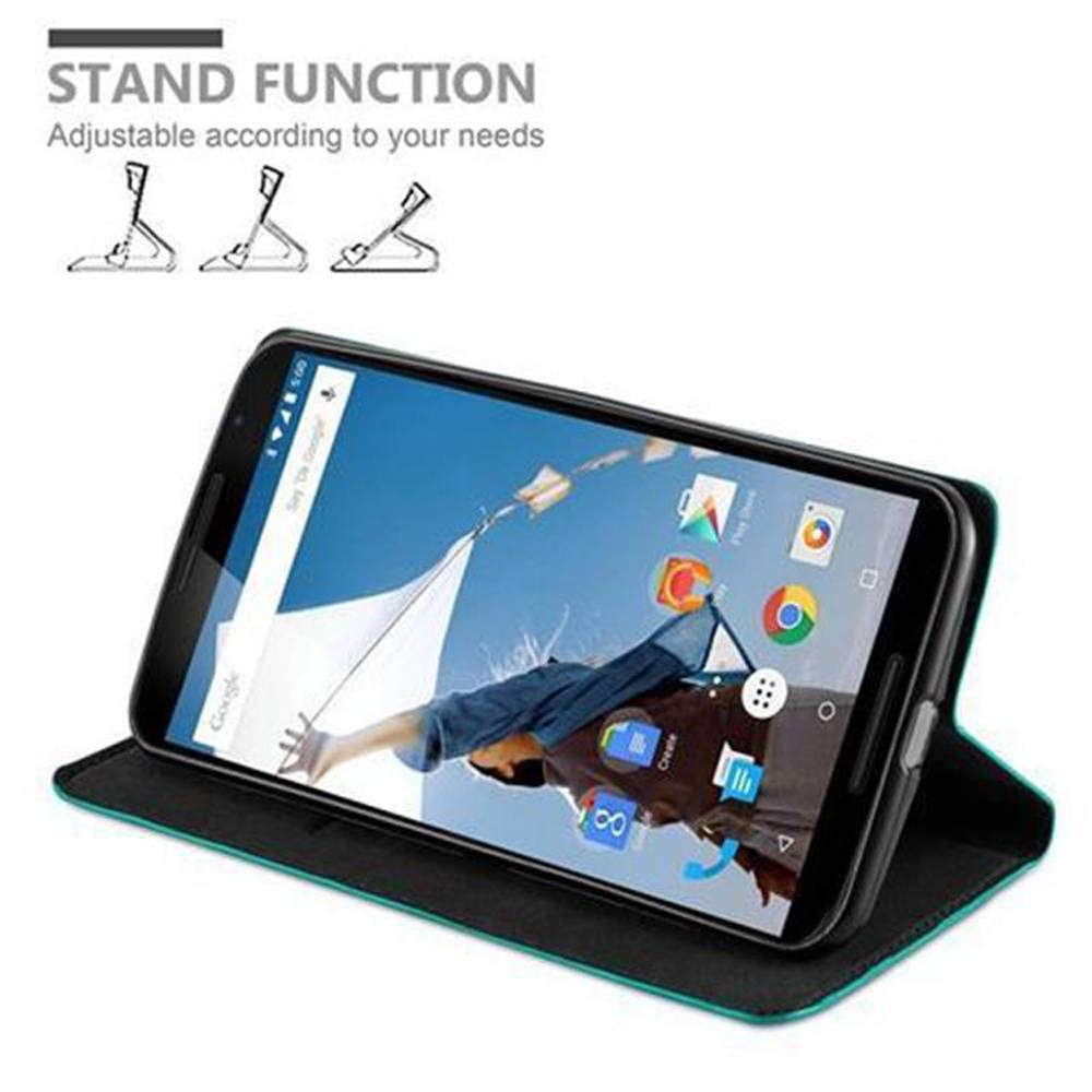 Cadorabo Hülle für Motorola Google NEXUS 6 Schutz Hülle in Türkis Handyhülle Etui Case Cover Magnetverschluss