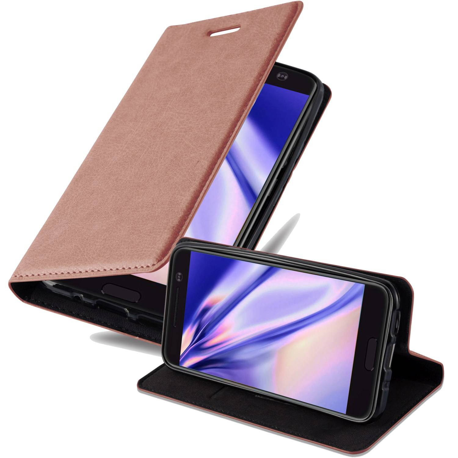 Cadorabo Hülle für HTC 10 (One M10) Schutz Hülle in Braun Handyhülle Etui Case Cover Magnetverschluss