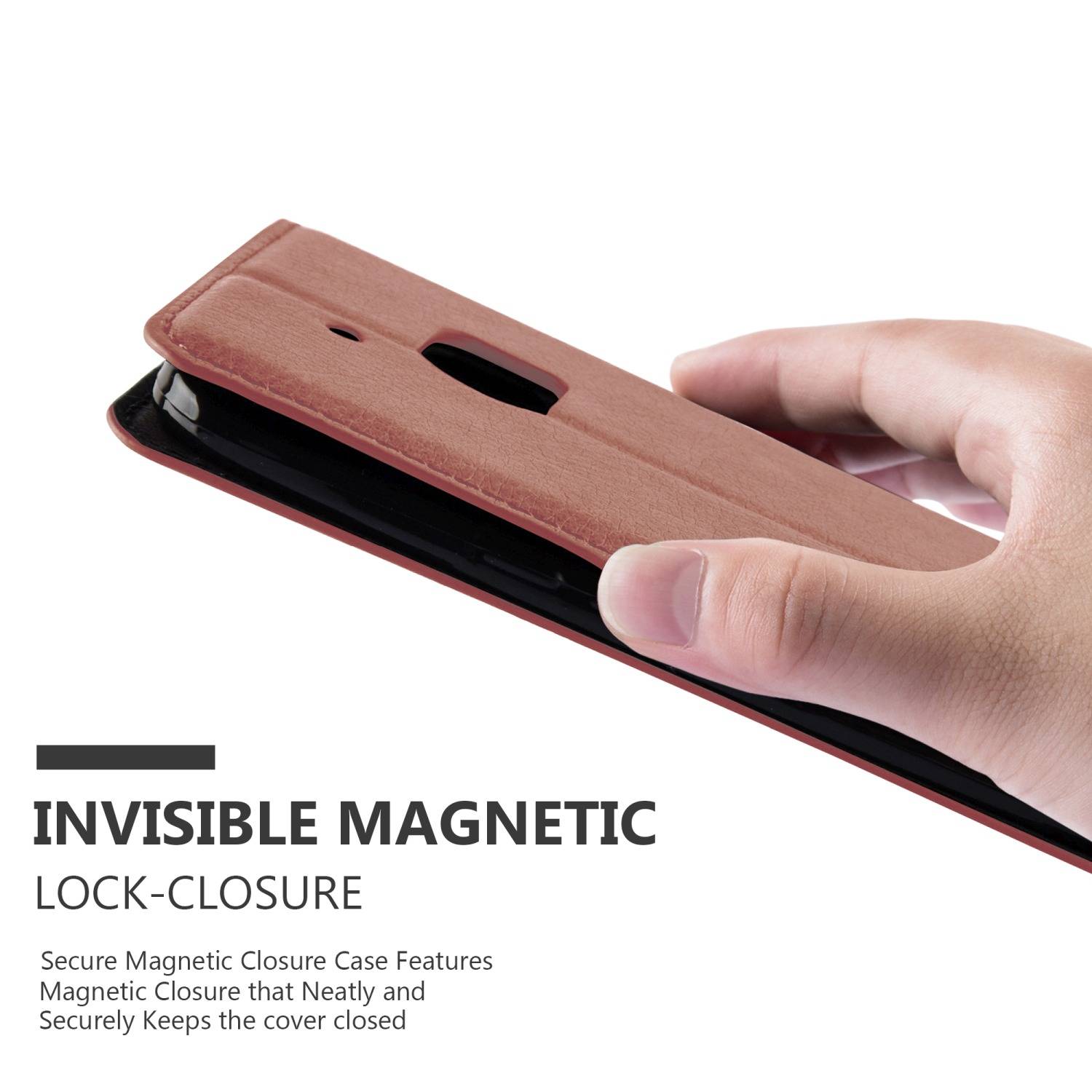 Cadorabo Hülle für HTC 10 (One M10) Schutz Hülle in Braun Handyhülle Etui Case Cover Magnetverschluss