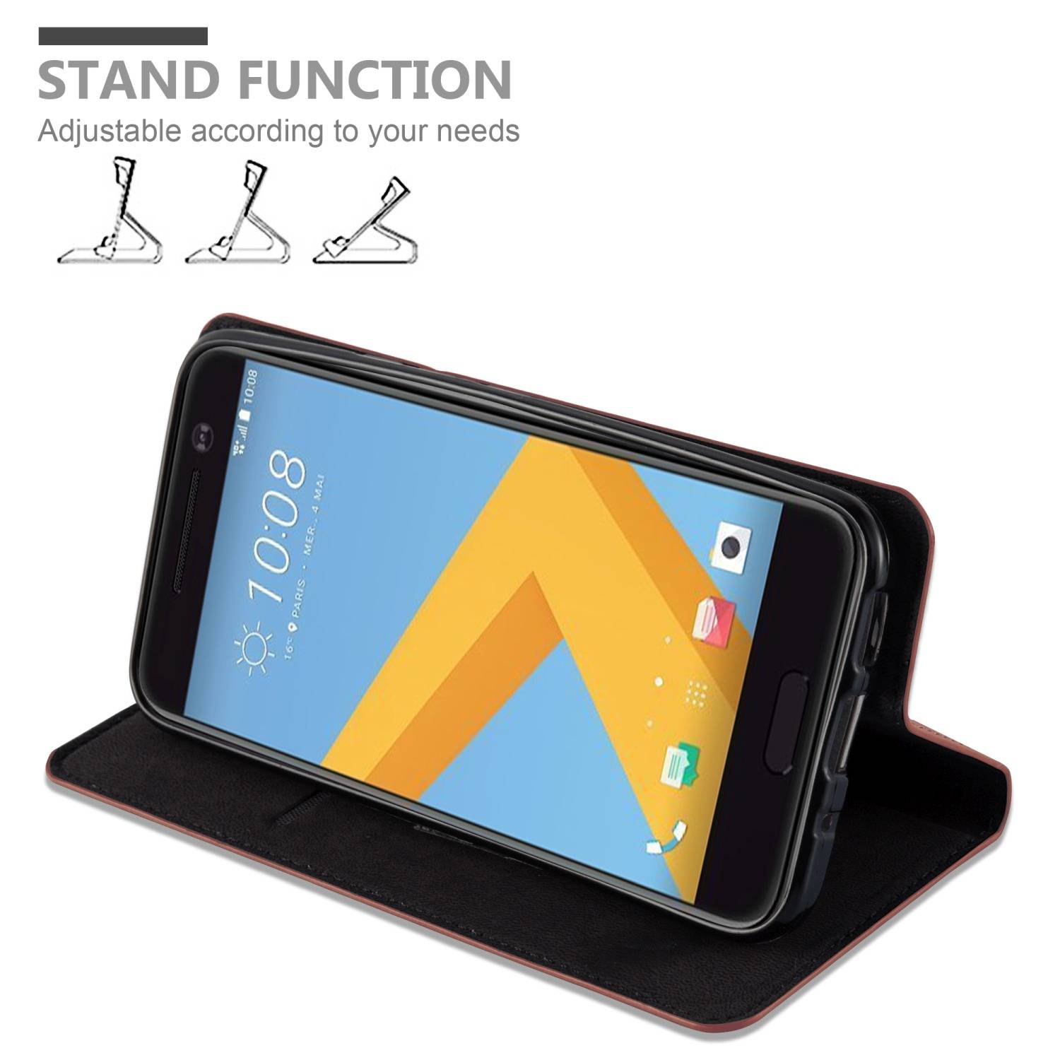 Cadorabo Hülle für HTC 10 (One M10) Schutz Hülle in Braun Handyhülle Etui Case Cover Magnetverschluss