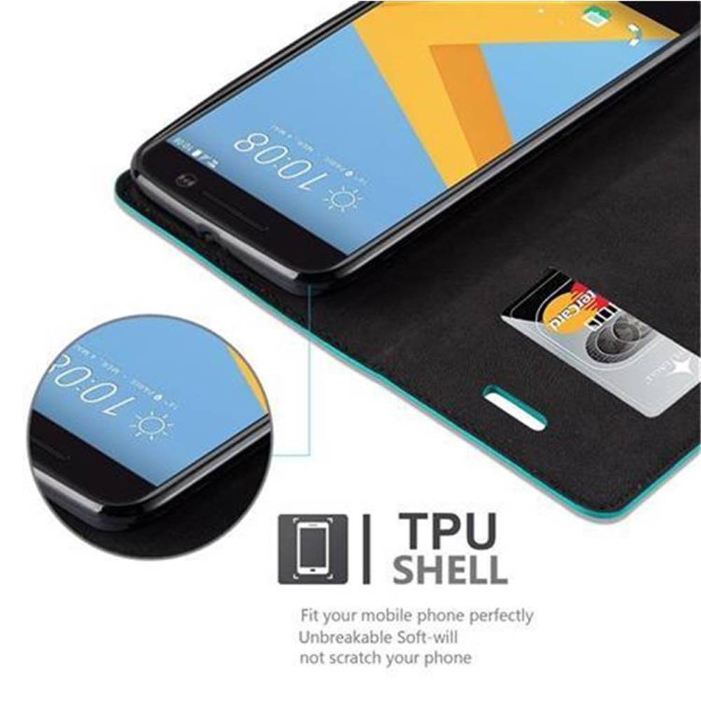 Cadorabo Hülle für HTC 10 (One M10) Schutz Hülle in Türkis Handyhülle Etui Case Cover Magnetverschluss
