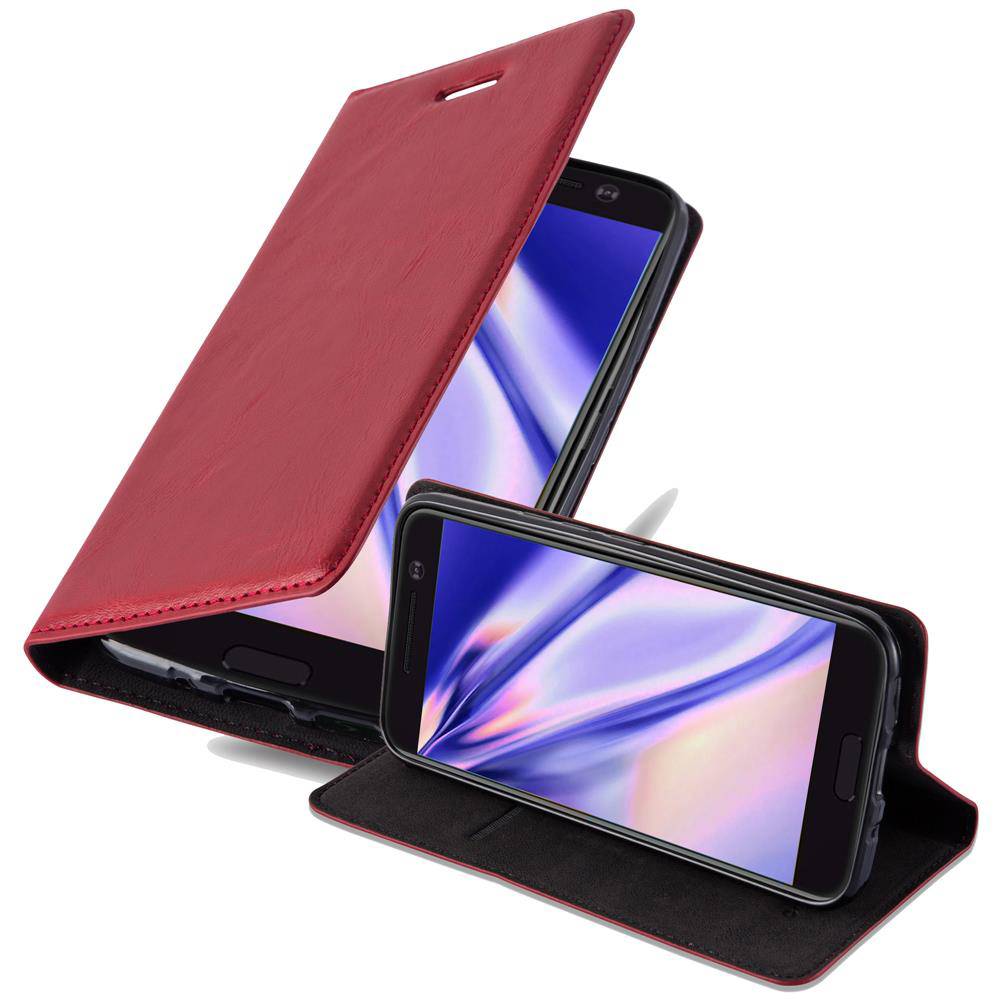 Cadorabo Hülle für HTC ONE M10 Schutz Hülle in Rot Handyhülle Etui Case Cover Magnetverschluss
