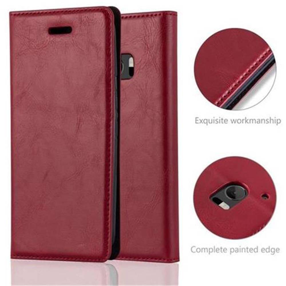 Cadorabo Hülle für HTC ONE M10 Schutz Hülle in Rot Handyhülle Etui Case Cover Magnetverschluss