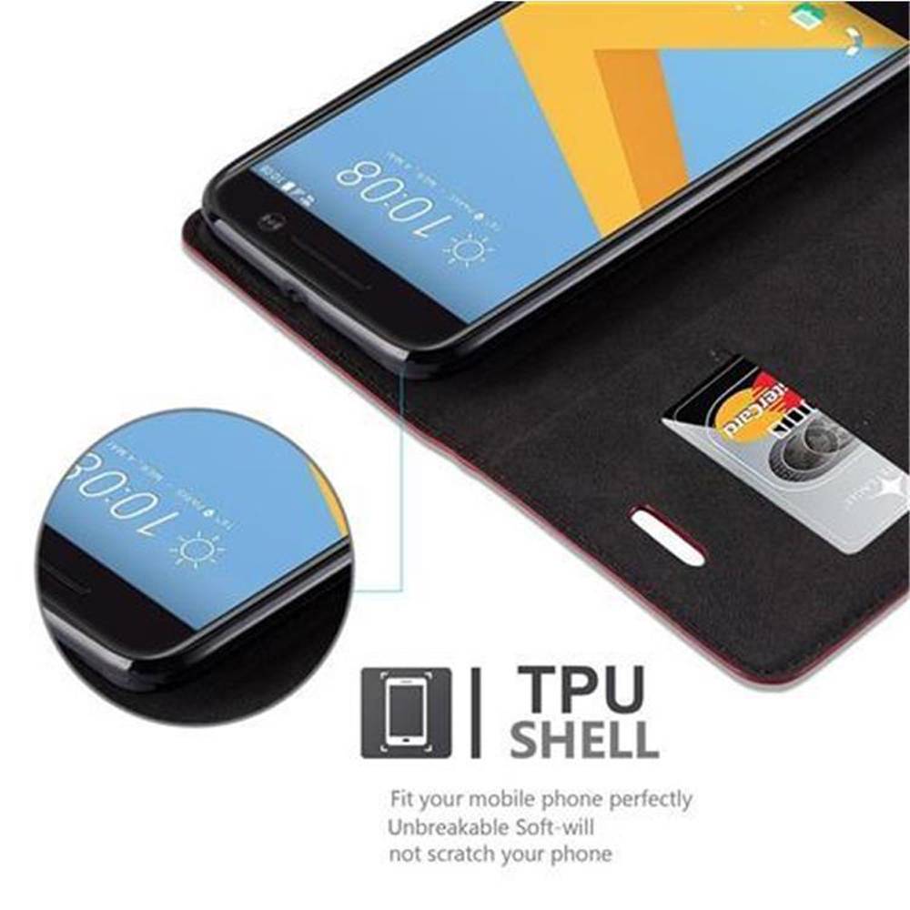 Cadorabo Hülle für HTC ONE M10 Schutz Hülle in Rot Handyhülle Etui Case Cover Magnetverschluss
