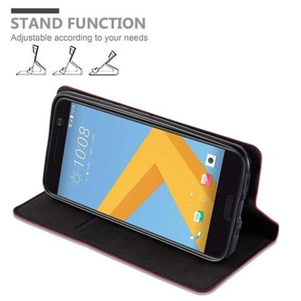 Cadorabo Hülle für HTC ONE M10 Schutz Hülle in Rot Handyhülle Etui Case Cover Magnetverschluss