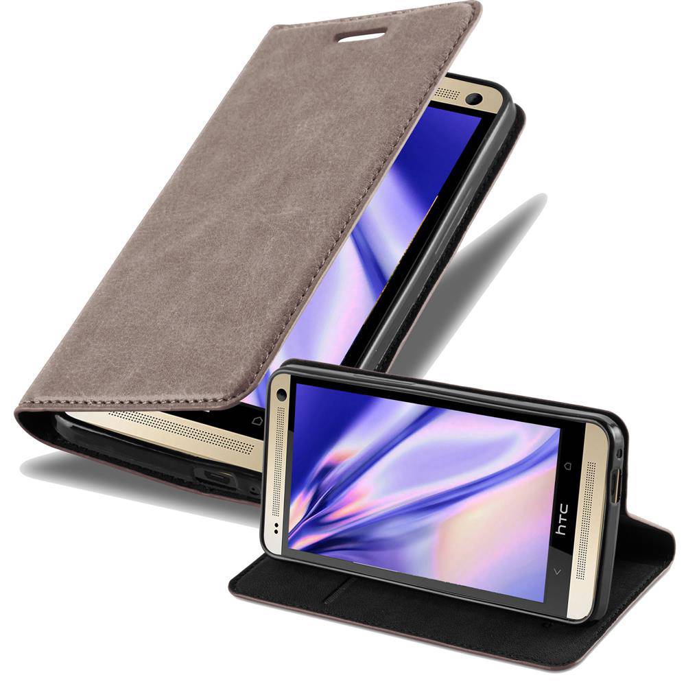 Cadorabo Hülle für HTC ONE M7 Schutz Hülle in Braun Handyhülle Etui Case Cover Magnetverschluss