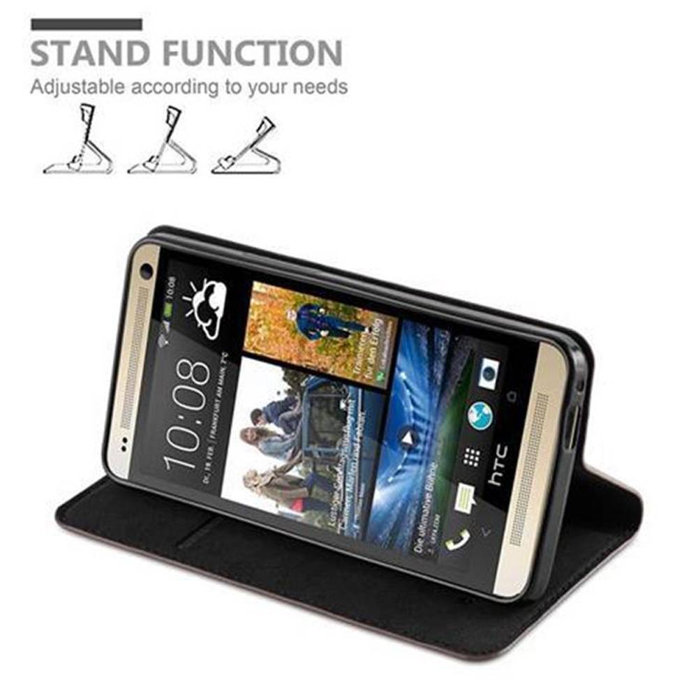 Cadorabo Hülle für HTC ONE M7 Schutz Hülle in Braun Handyhülle Etui Case Cover Magnetverschluss