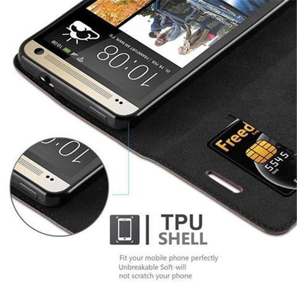 Cadorabo Hülle für HTC ONE M7 Schutz Hülle in Braun Handyhülle Etui Case Cover Magnetverschluss