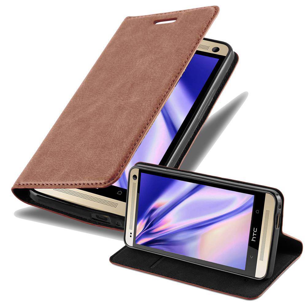 Cadorabo Hülle für HTC ONE M7 Schutz Hülle in Braun Handyhülle Etui Case Cover Magnetverschluss