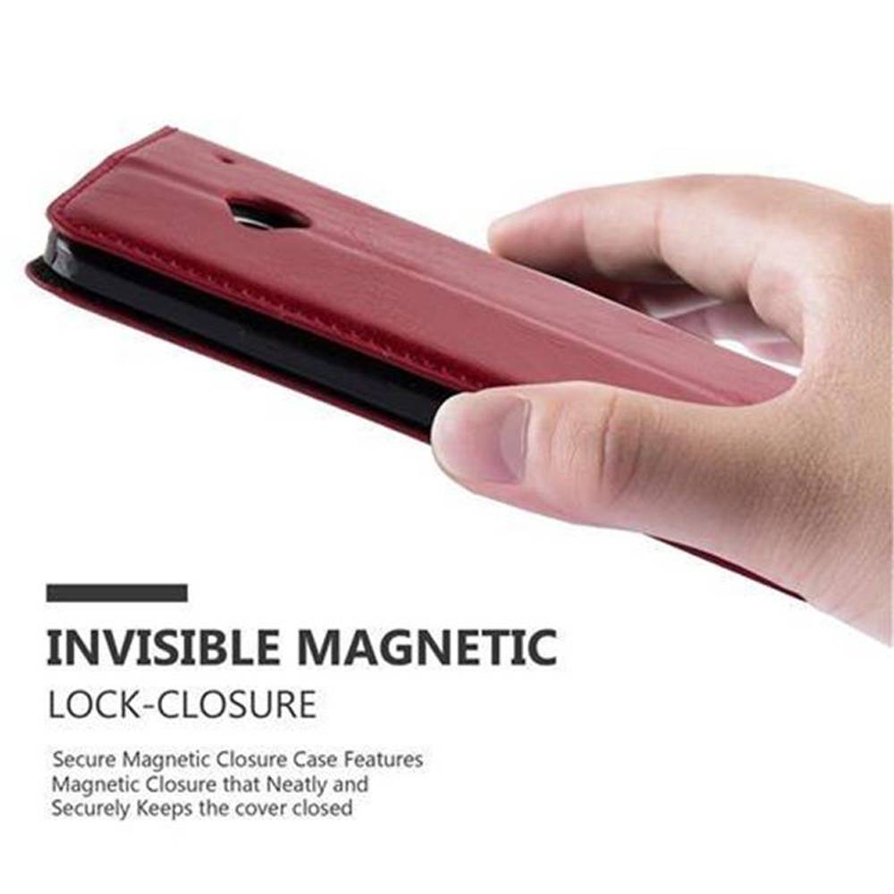 Cadorabo Hülle für HTC ONE M7 Schutz Hülle in Rot Handyhülle Etui Case Cover Magnetverschluss
