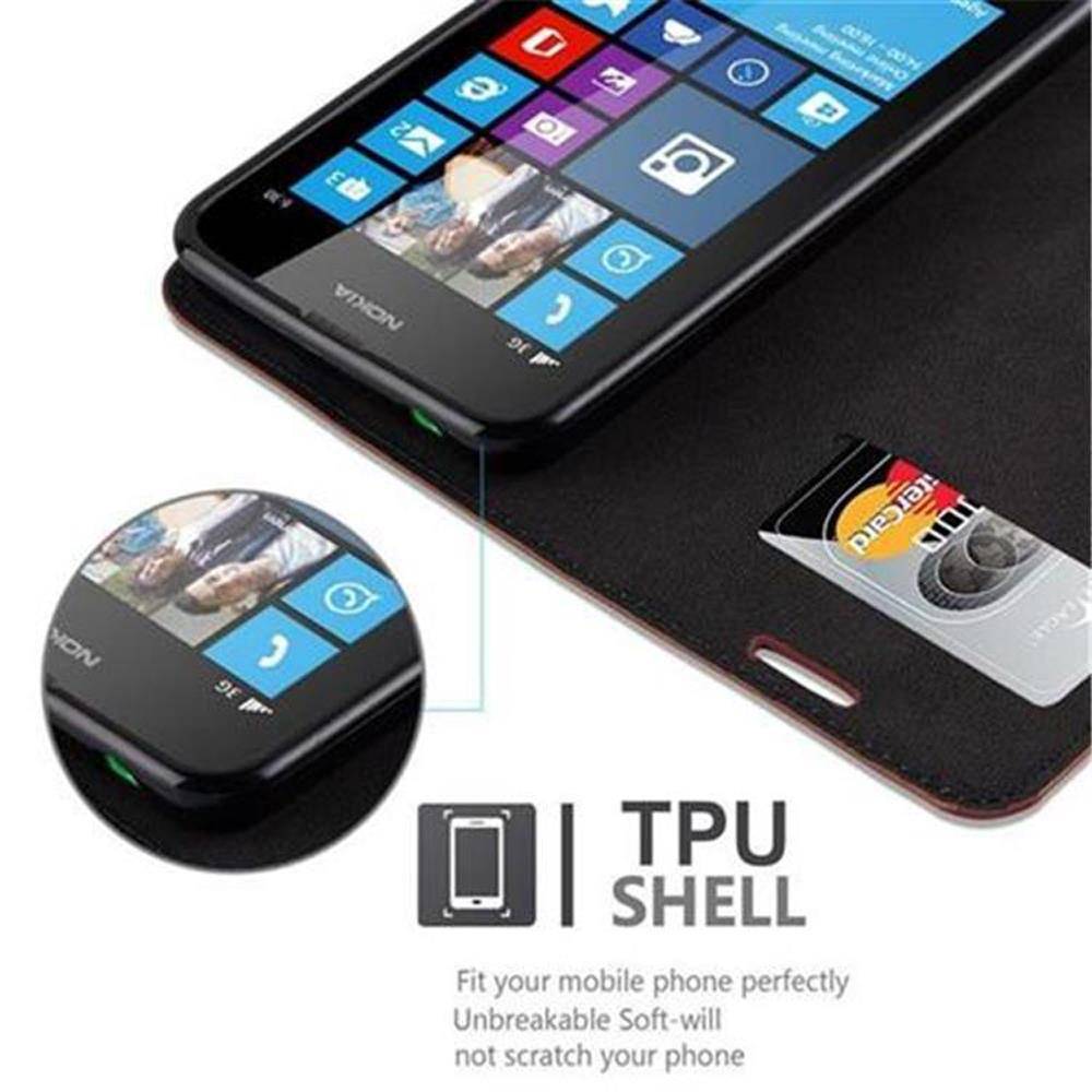 Cadorabo Hülle für HTC ONE M7 Schutz Hülle in Rot Handyhülle Etui Case Cover Magnetverschluss