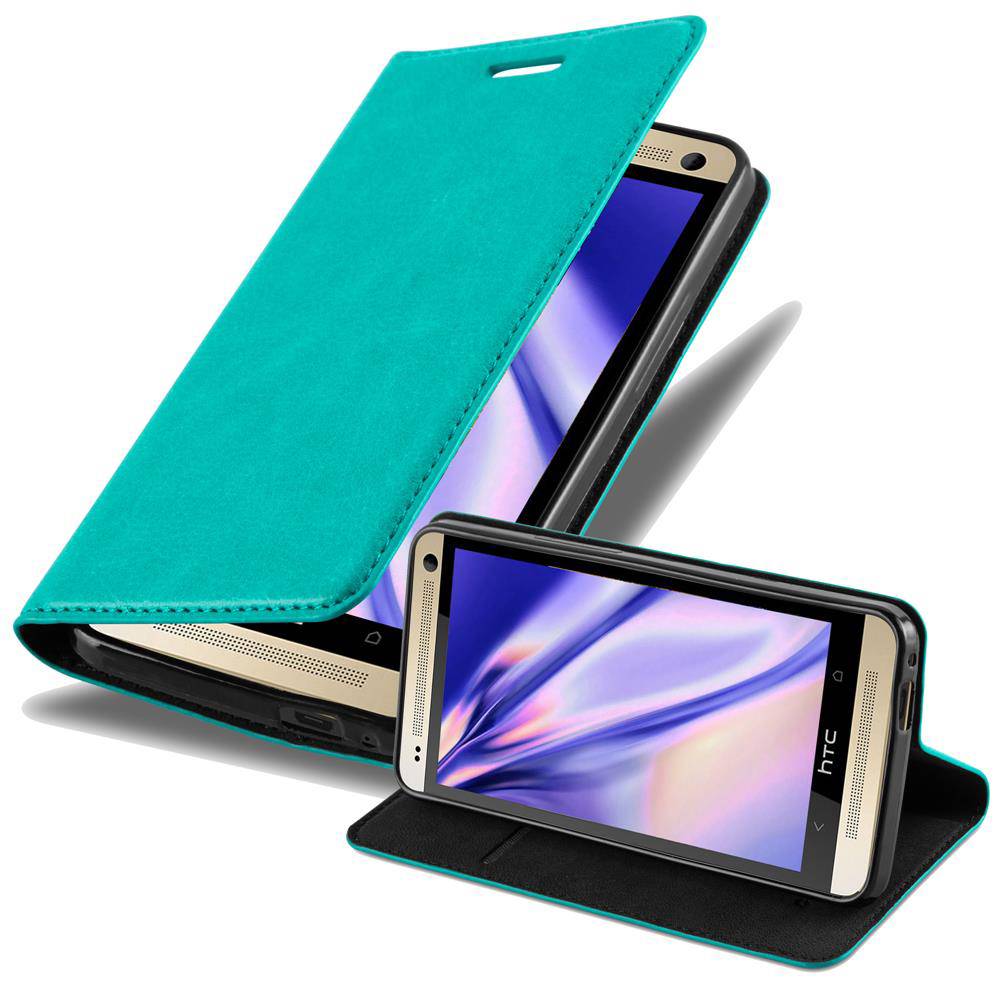 Cadorabo Hülle für HTC ONE M7 Schutz Hülle in Türkis Handyhülle Etui Case Cover Magnetverschluss