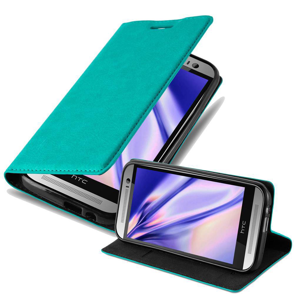 Cadorabo Hülle für HTC ONE M8 Schutz Hülle in Türkis Handyhülle Etui Case Cover Magnetverschluss