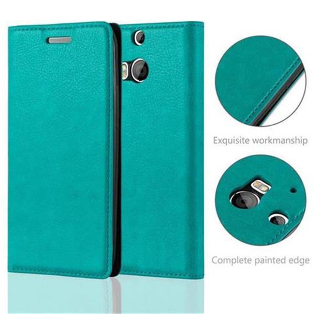 Cadorabo Hülle für HTC ONE M8 Schutz Hülle in Türkis Handyhülle Etui Case Cover Magnetverschluss