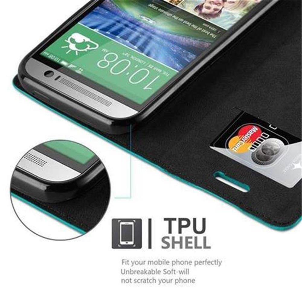 Cadorabo Hülle für HTC ONE M8 Schutz Hülle in Türkis Handyhülle Etui Case Cover Magnetverschluss